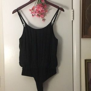 Black Chiffon Body Suit Top Summer / Spring Sz. M